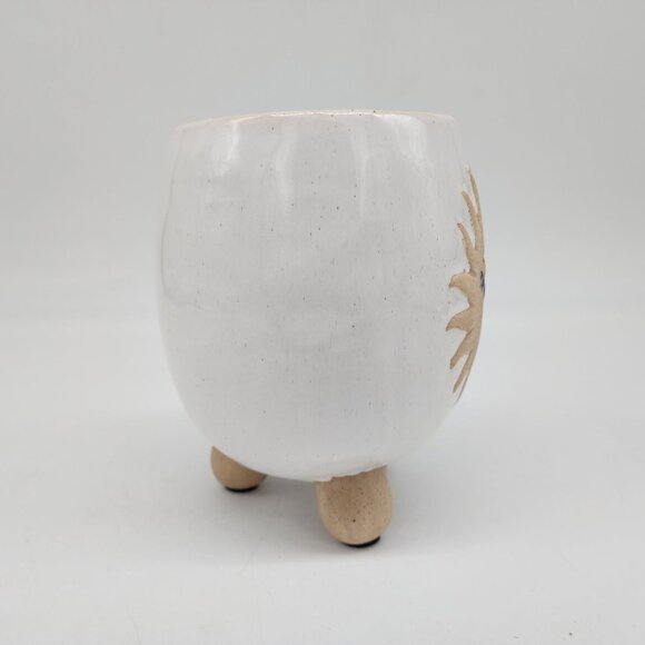 Ceramic Sun Face Planter Pot With Legs 6.25" High 4" Diameter - Picture 5 of 10